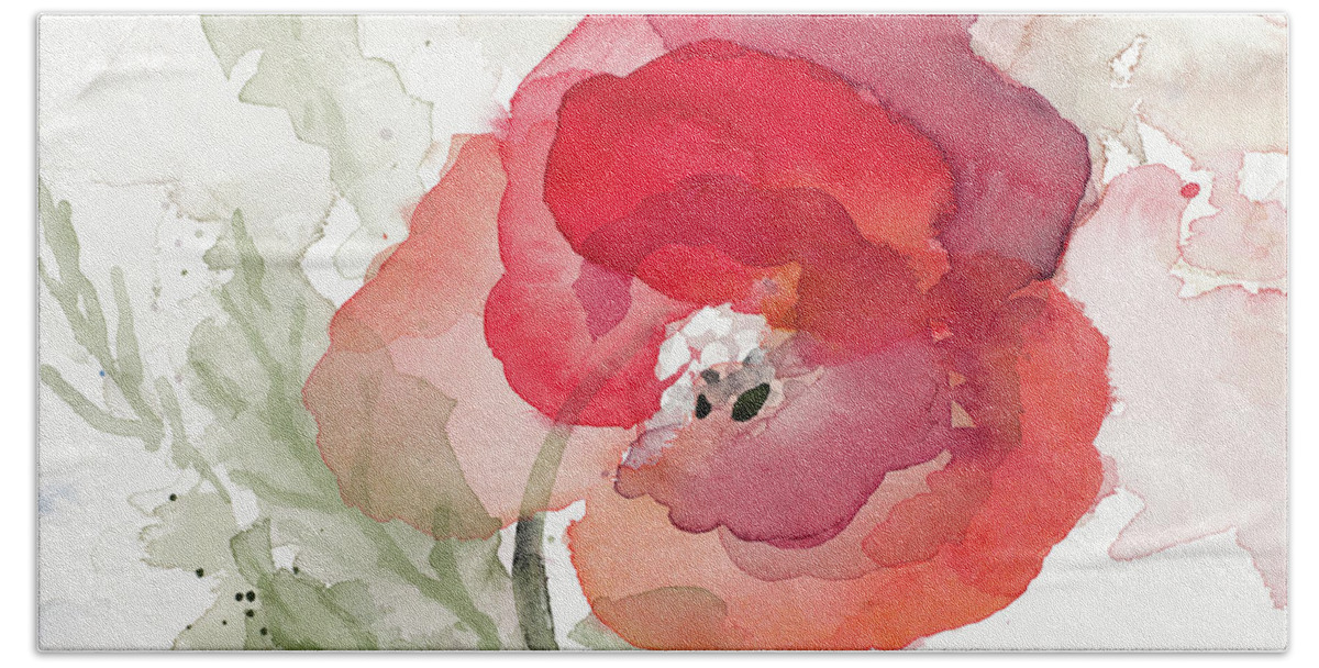 Translucent Hand Towel featuring the painting Translucent Poppy II by Lanie Loreth