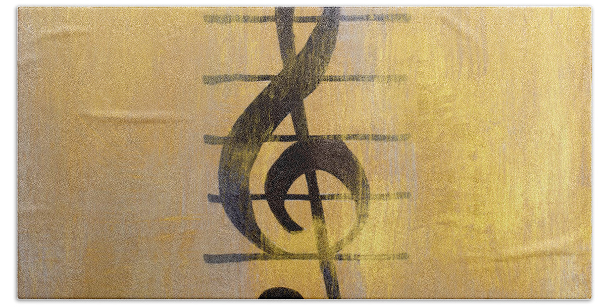 Treble Hand Towel featuring the painting Treble Clef by Lanie Loreth
