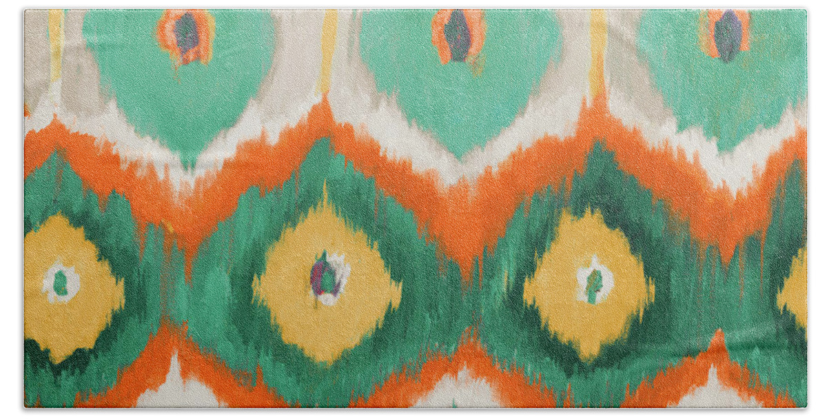 New Hand Towel featuring the painting Tropical Ikat II by Patricia Pinto