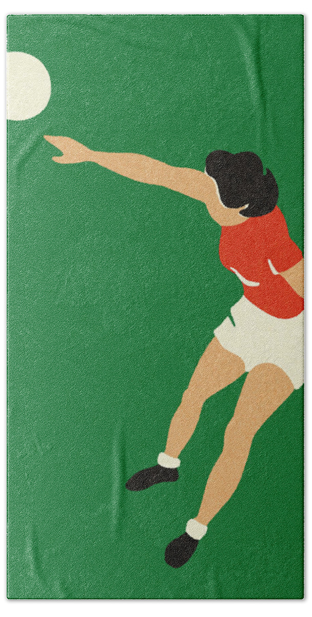 Adult Hand Towel featuring the drawing Volleyball Player #1 by CSA Images