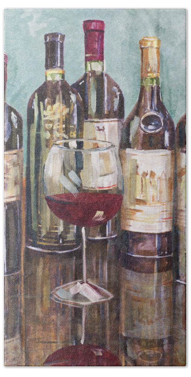 Wine Hand Towel featuring the painting Wine Tasting I by Heather A. French-roussia