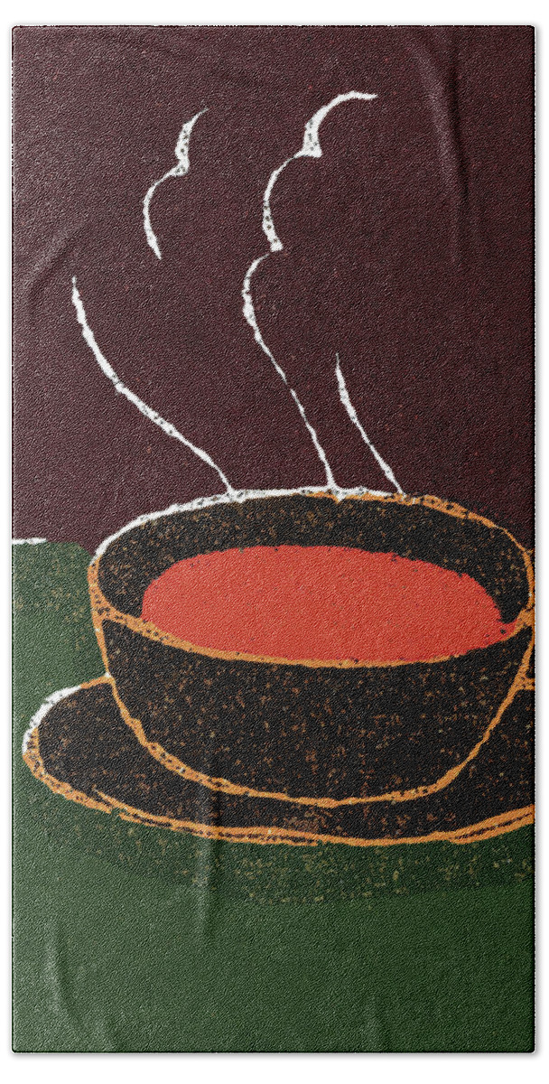 Aroma Hand Towel featuring the drawing Cup of Coffee #10 by CSA Images