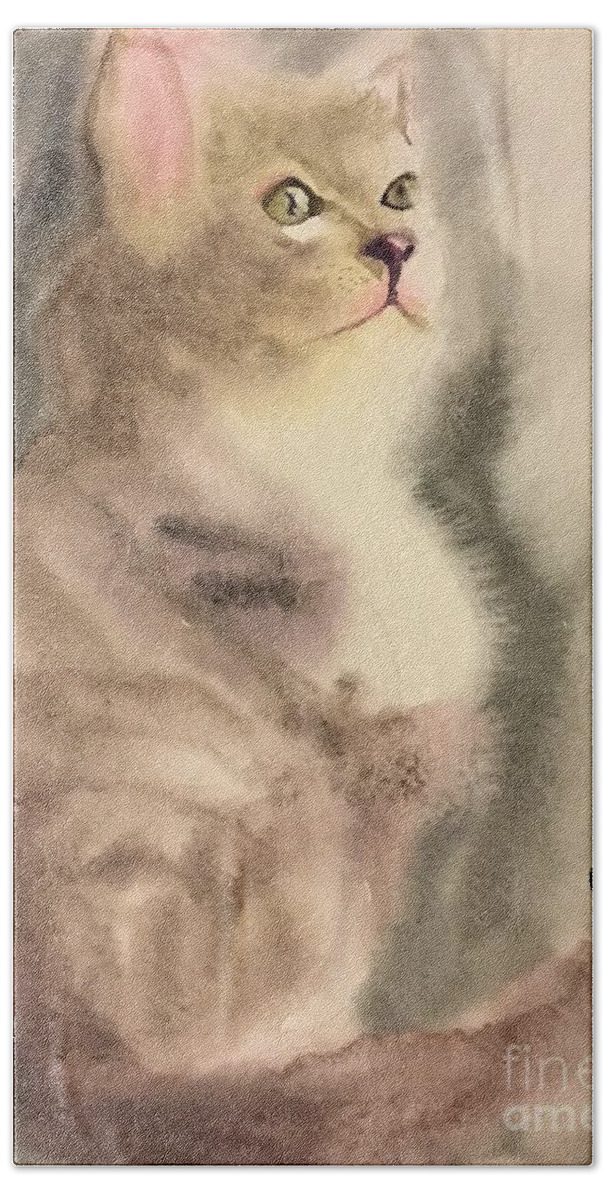 1132019 Bath Towel featuring the painting 1132019 by Han in Huang wong