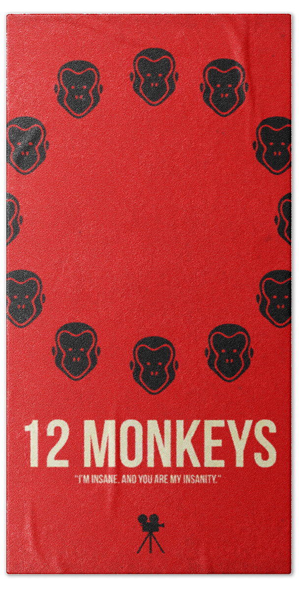 12 Monkeys Hand Towel featuring the digital art 12 Monkeys by Naxart Studio