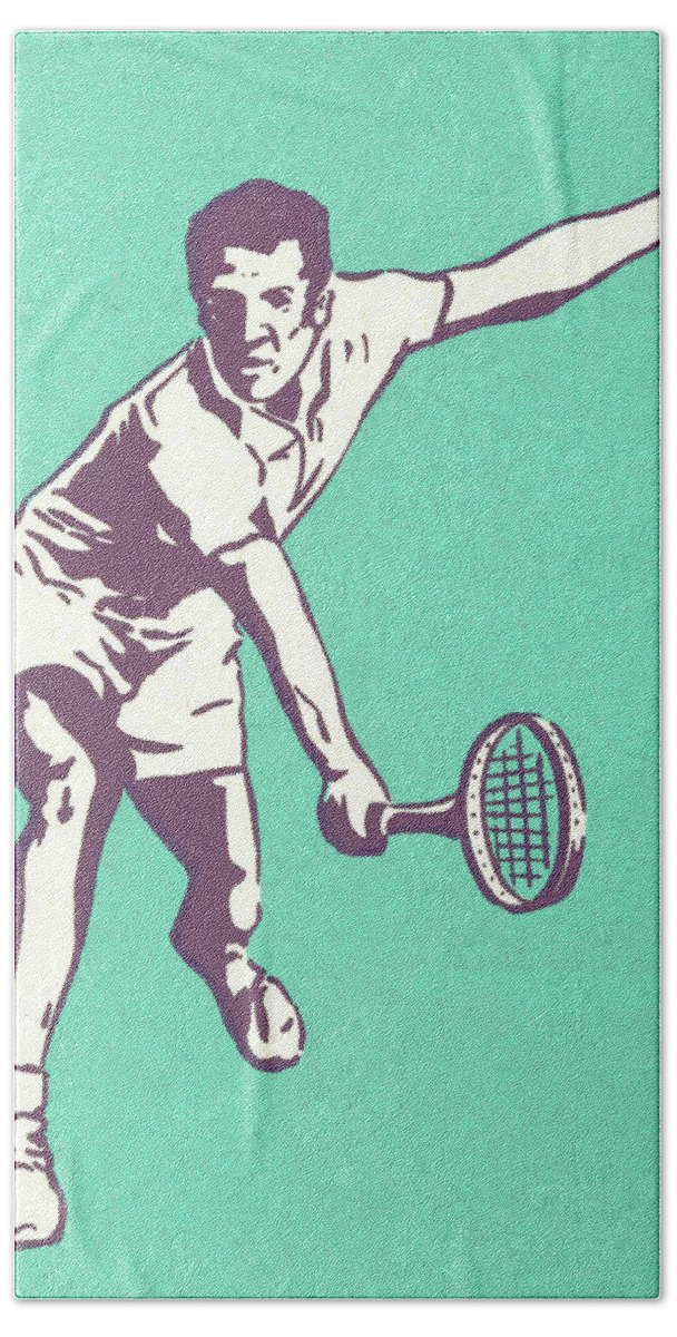 Adult Hand Towel featuring the drawing Tennis Player #12 by CSA Images