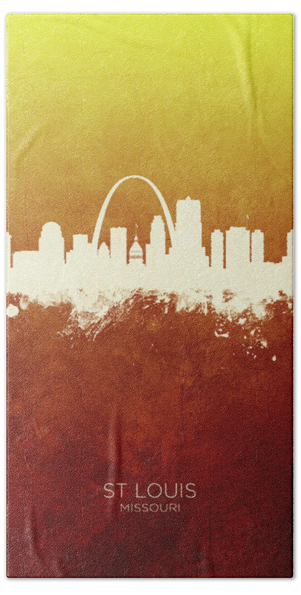 St Louis Hand Towel featuring the digital art St Louis Missouri Skyline #13 by Michael Tompsett