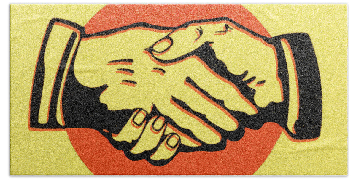 Agree Bath Towel featuring the drawing Handshake #14 by CSA Images