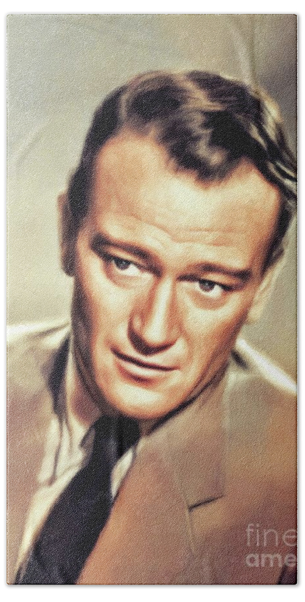 John Hand Towel featuring the painting John Wayne, Vintage Movie Star #15 by Esoterica Art Agency