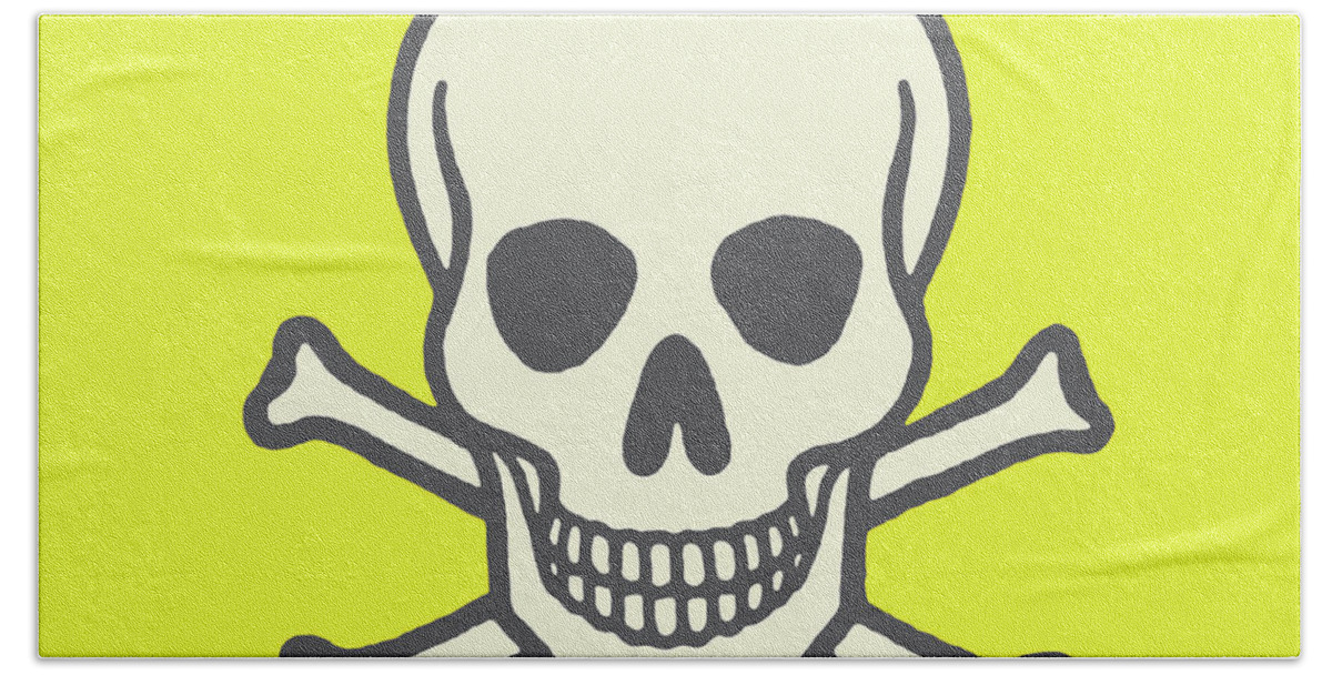 Afraid Bath Towel featuring the drawing Skull and Crossbones #15 by CSA Images