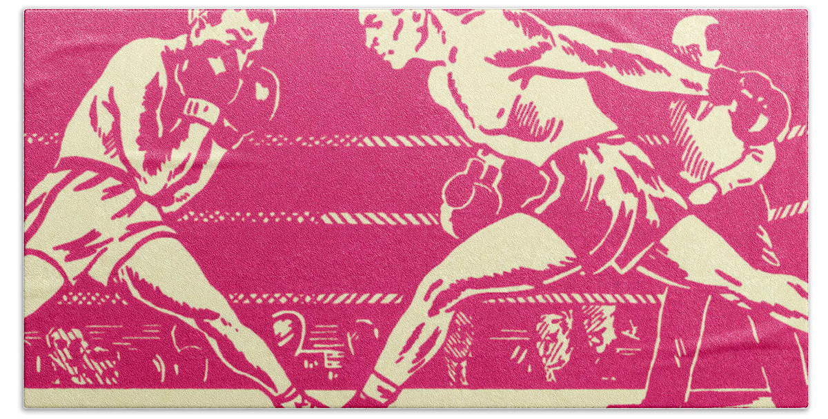 Adult Hand Towel featuring the drawing Boxing Match #16 by CSA Images