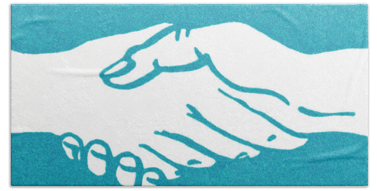 Agree Hand Towel featuring the drawing Handshake #16 by CSA Images
