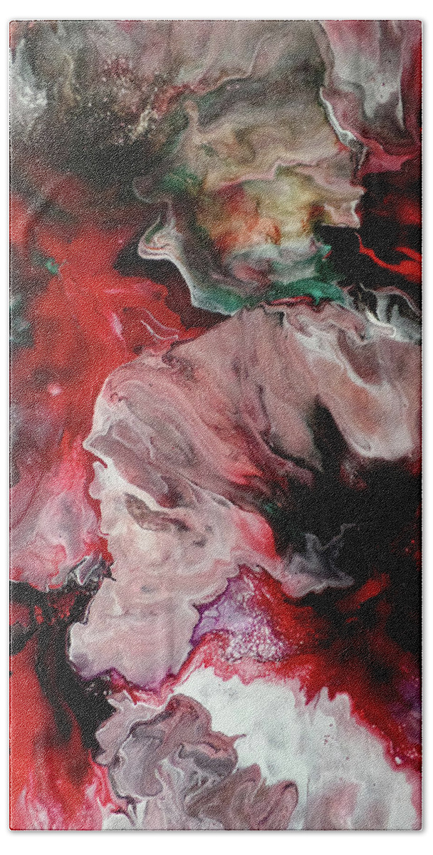 Acrylic Paint Pour Bath Towel featuring the painting 16x20DP5 by Art by Kar