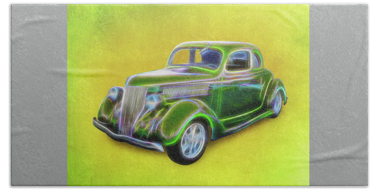 1936 Ford Green Bath Towel featuring the digital art 1936 Green Ford by Rick Wicker