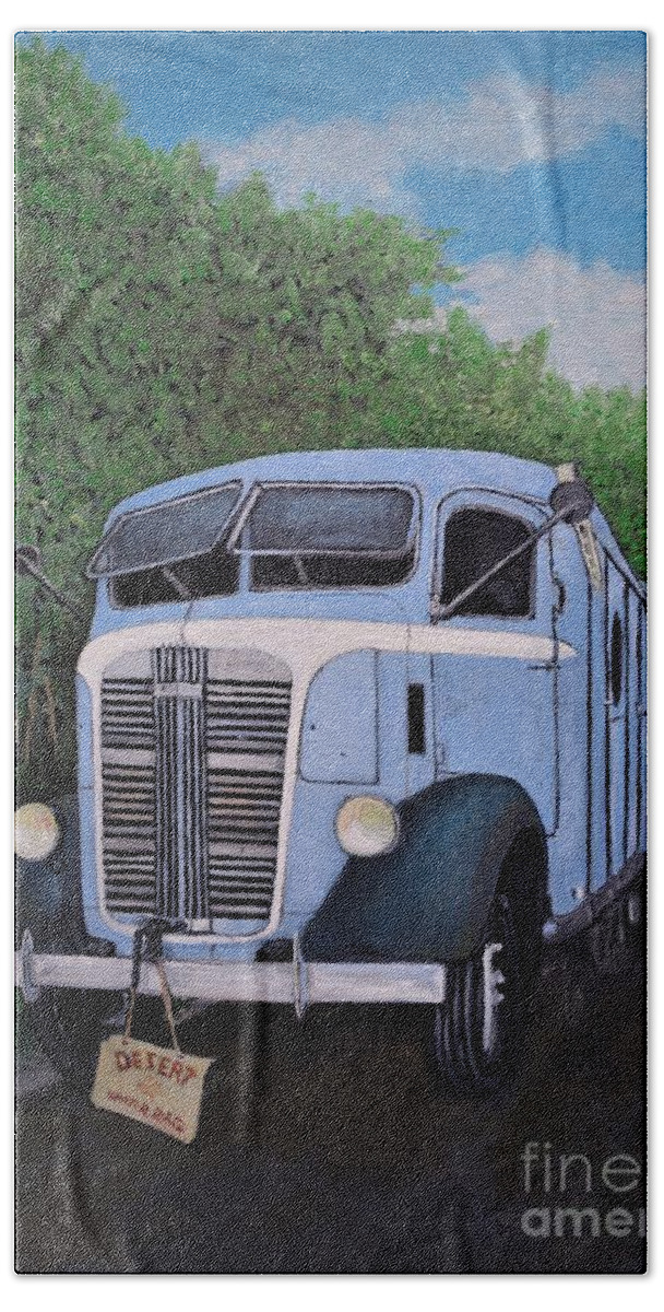 Gmc Trucks Bath Towel featuring the painting 1937 Gmc Coe by Reb Frost