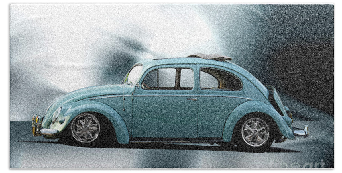 1956 Volkswagon Beetle Bath Towel featuring the photograph 1956 Volkswagen Oval Window Beetle by Dave Koontz