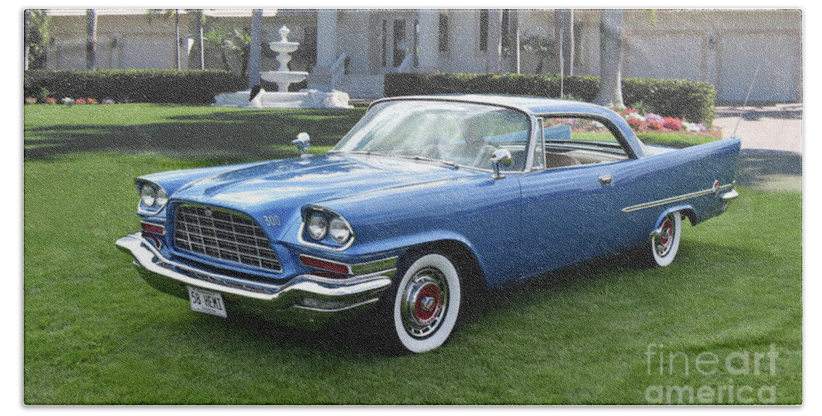1958 Hand Towel featuring the photograph 1958 Chrysler 300D by Ron Long
