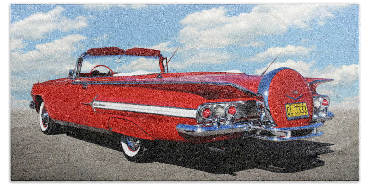 1960 Impala Hand Towel featuring the photograph 1960 Chevy Impala Convertible by Mike McGlothlen