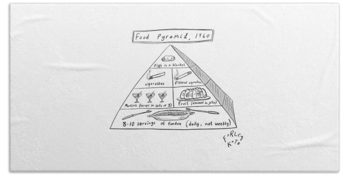 1960s Food Pyramid Bath Sheet