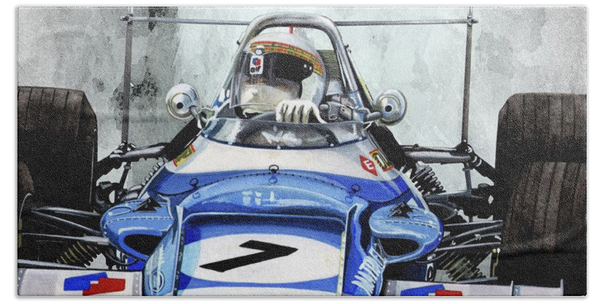 Art Bath Towel featuring the painting 1969 Matra MS80 by Simon Read