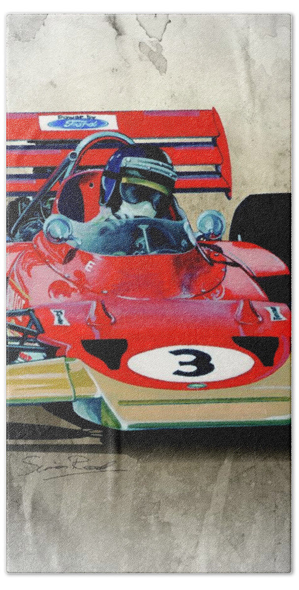 Art Bath Towel featuring the painting 1970 Lotus 72 by Simon Read