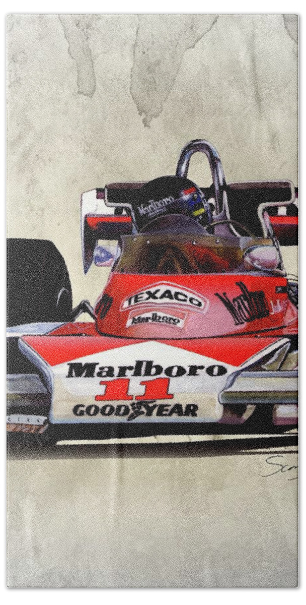 Art Bath Towel featuring the painting 1976 McLaren M23 by Simon Read