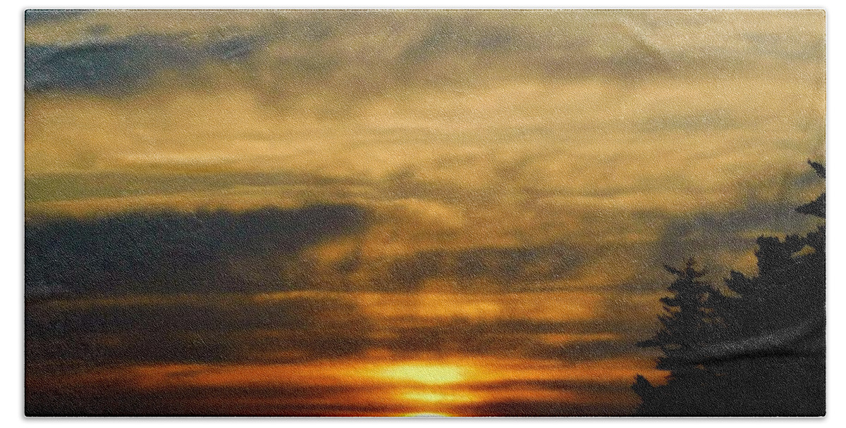 - 1st Sunrise Of Fall Hand Towel featuring the photograph - 1st Sunrise of Fall by THERESA Nye