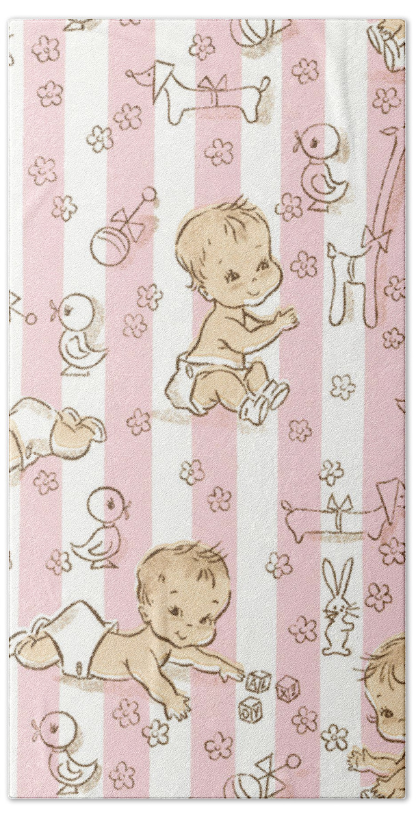 Background Hand Towel featuring the drawing Baby pattern #2 by CSA Images