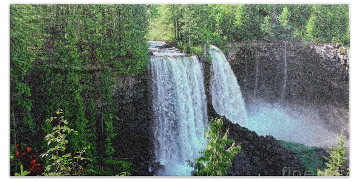 Waterscape Hand Towel featuring the photograph Canim waterfalls double waterfall Canim River in forest east of 100 Mile House BC Canada #2 by Robert C Paulson Jr