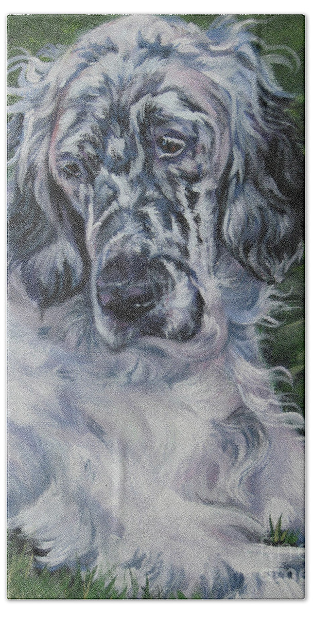 English Setter Bath Towel featuring the painting English Setter #2 by Lee Ann Shepard
