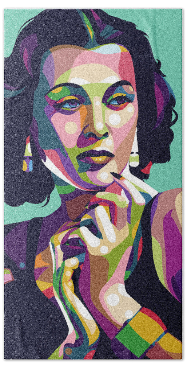 Hedy Hand Towel featuring the digital art Hedy Lamarr - 2 by Stars on Art