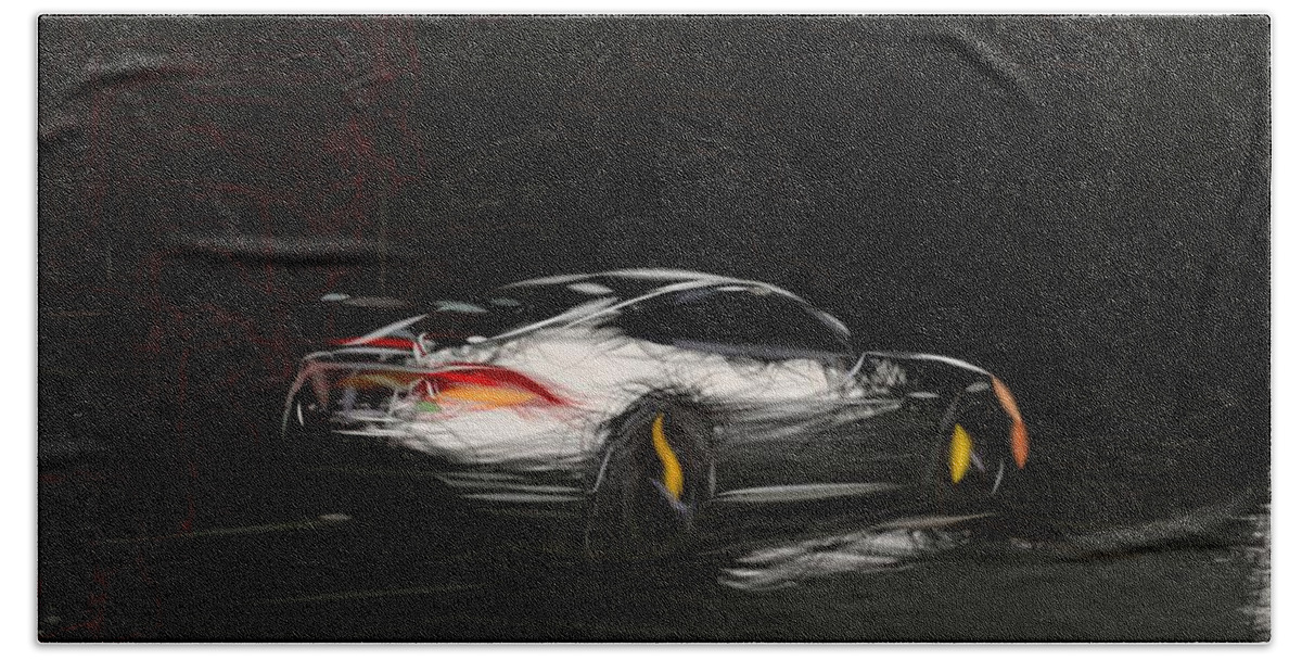 Jaguar Bath Towel featuring the digital art Jaguar XKR S GT Drawing #3 by CarsToon Concept