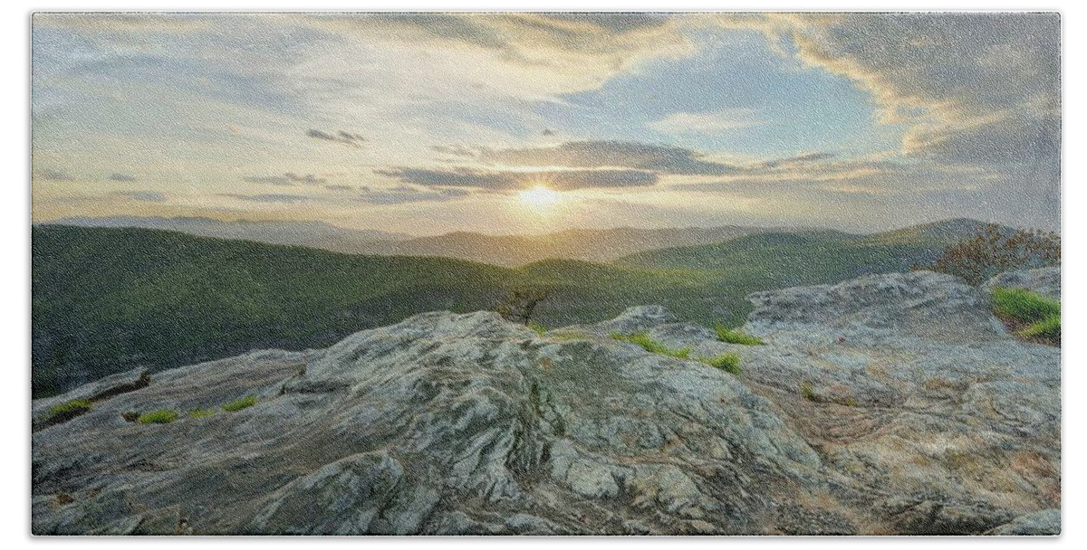 Sunset North Carolina Jonas Ridge Linville Gorge Hand Towel featuring the photograph Jonas Ridge Sunset #2 by Jeff Burcher