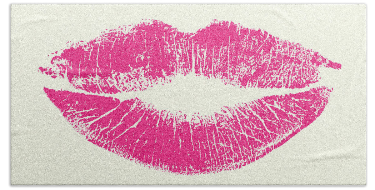 Affection Hand Towel featuring the drawing Lipstick Mark #2 by CSA Images