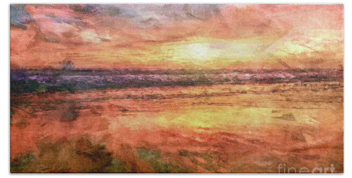 Sandy Beach Bath Towel featuring the digital art Ocean Sunrise by Phil Perkins