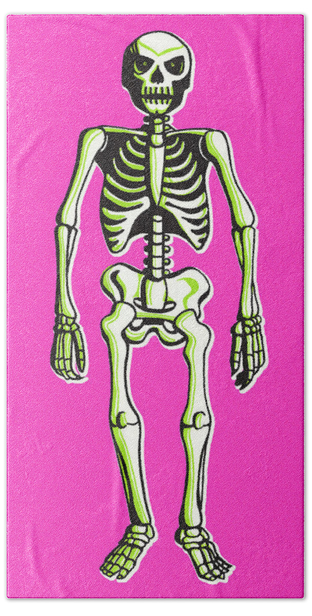 Afraid Hand Towel featuring the drawing Skeleton #2 by CSA Images