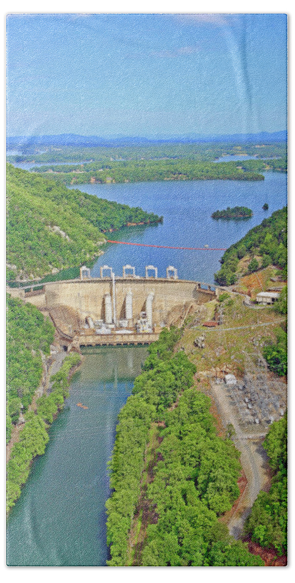 Smith Mountain Lake Dam Hand Towel featuring the photograph Smith Mountain Lake Dam #2 by The James Roney Collection