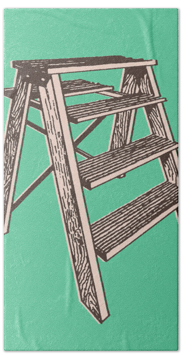 Campy Bath Towel featuring the drawing Step Ladder #2 by CSA Images