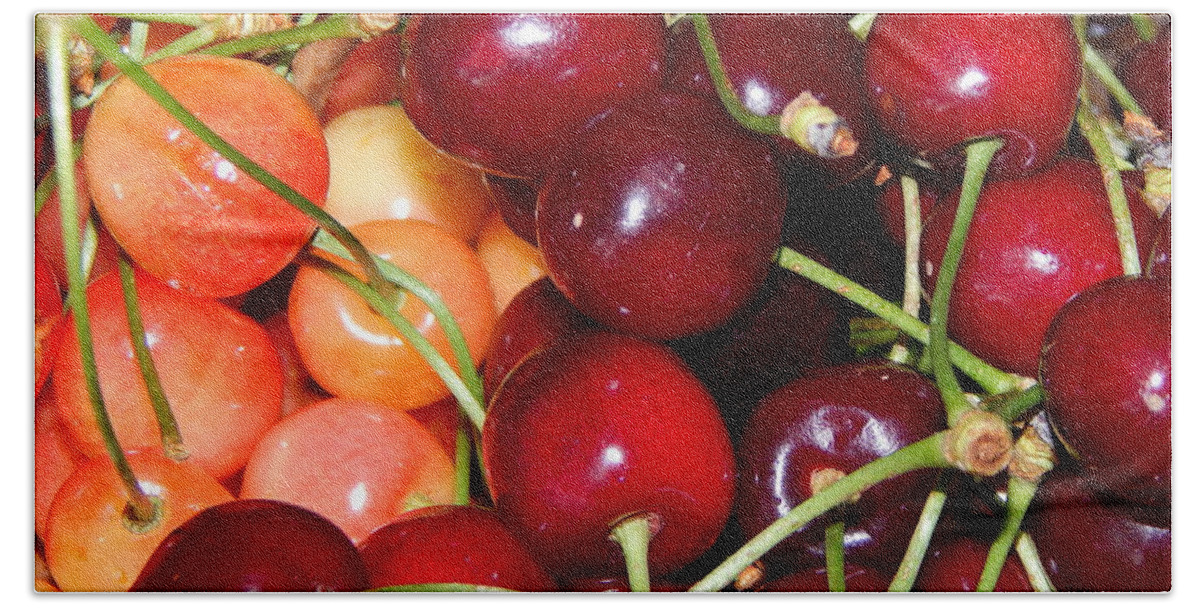 Food Hand Towel featuring the photograph Still life of fruit in various compositions, cherry #2 by Oleg Prokopenko