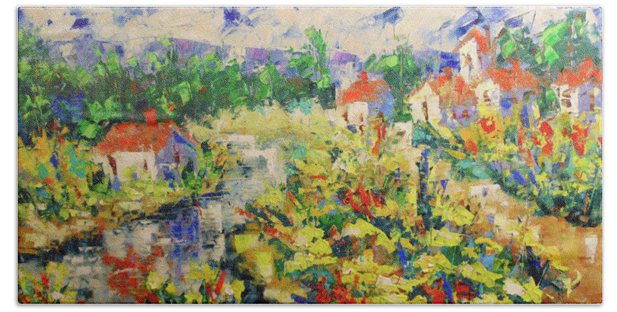 South Of France Bath Towel featuring the painting Provence #20 by Frederic Payet