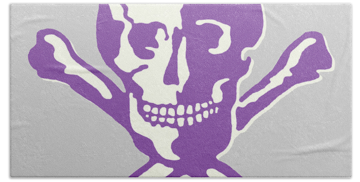 Afraid Bath Towel featuring the drawing Skull and Crossbones #20 by CSA Images