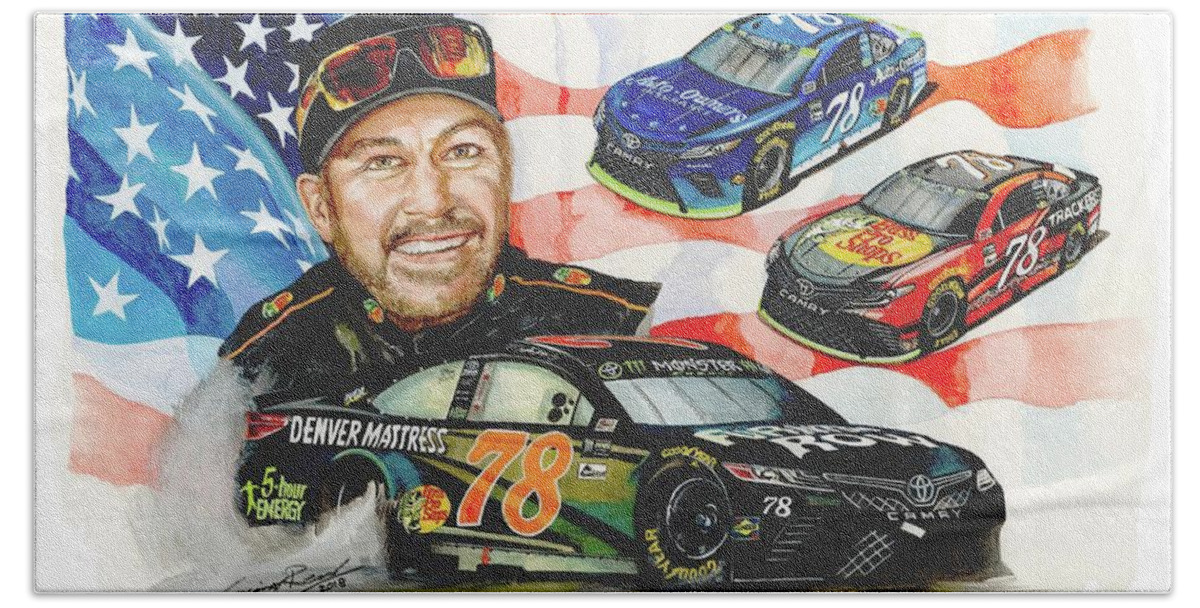 Art Bath Towel featuring the painting 2017 NASCAR Champion by Simon Read