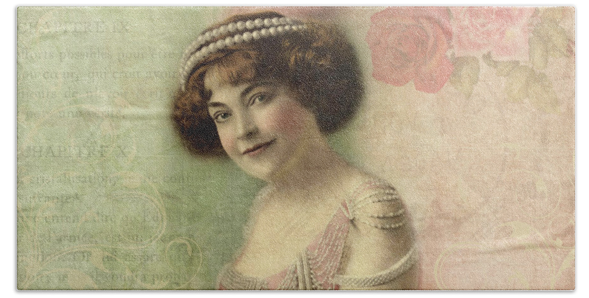 Actress Bath Towel featuring the photograph 20th Century Actress in Beaded Gown by Peggy Collins