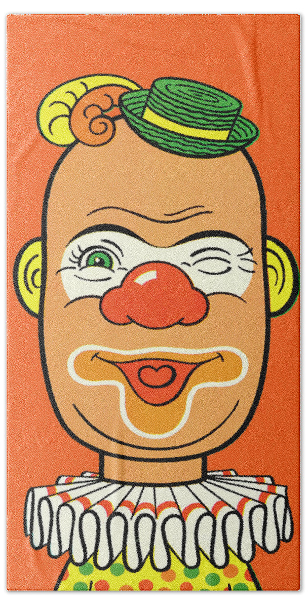 Bald Bath Towel featuring the drawing Clown #21 by CSA Images