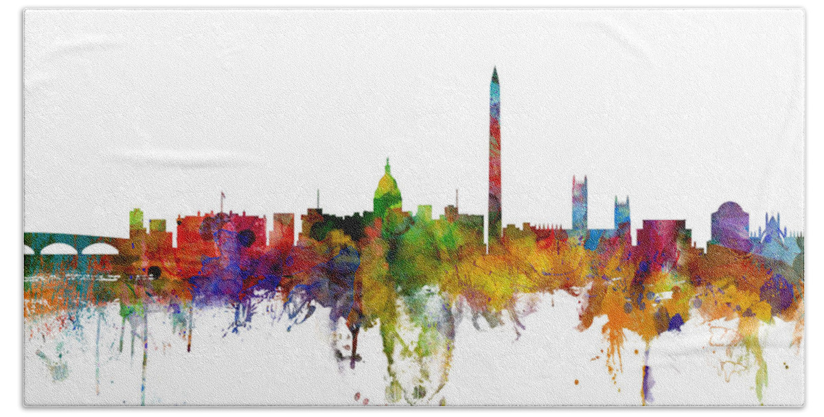 United States Bath Sheet featuring the digital art Washington DC Skyline by Michael Tompsett