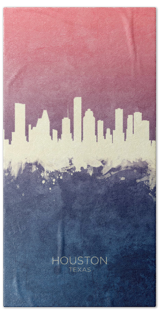 Houston Hand Towel featuring the digital art Houston Texas Skyline by Michael Tompsett