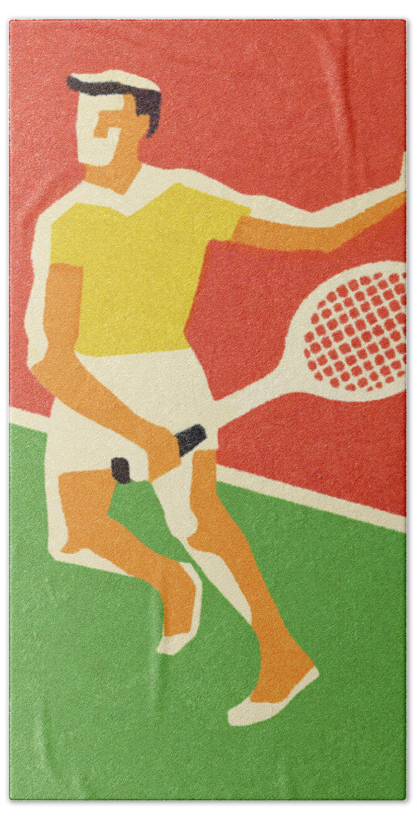 Adult Hand Towel featuring the drawing Tennis Player #24 by CSA Images