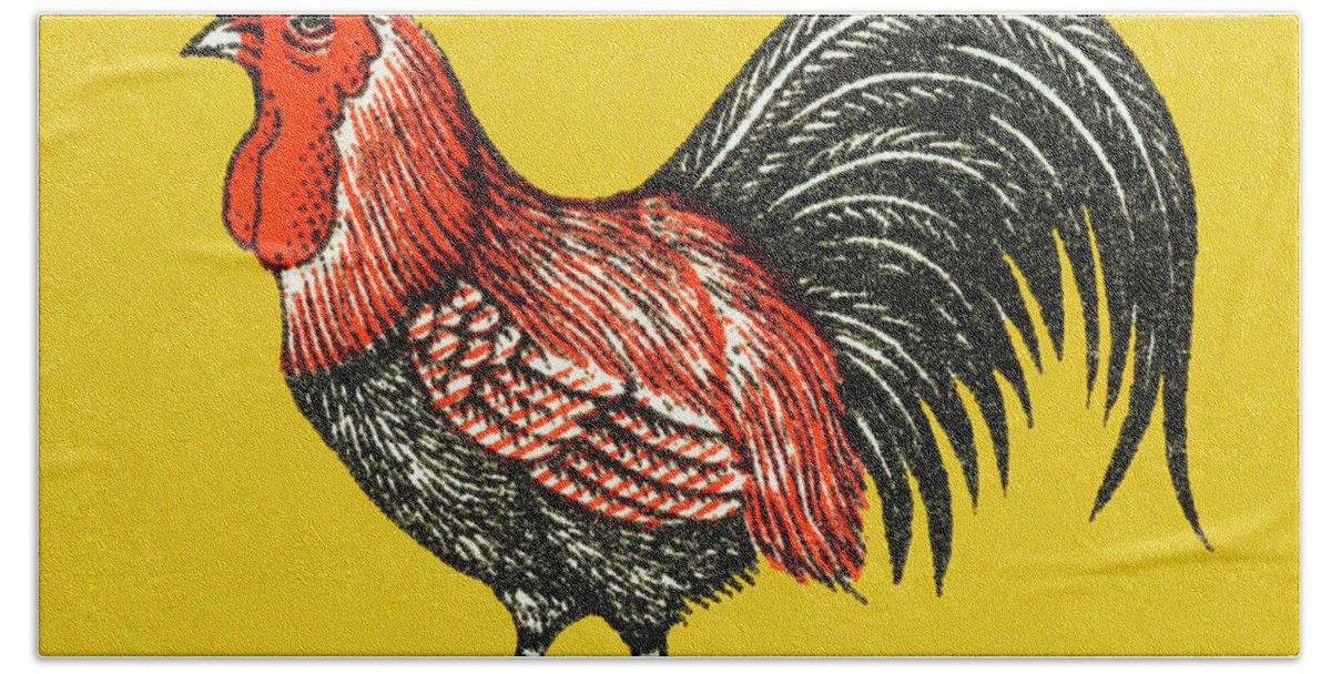 Agriculture Hand Towel featuring the drawing Rooster #26 by CSA Images
