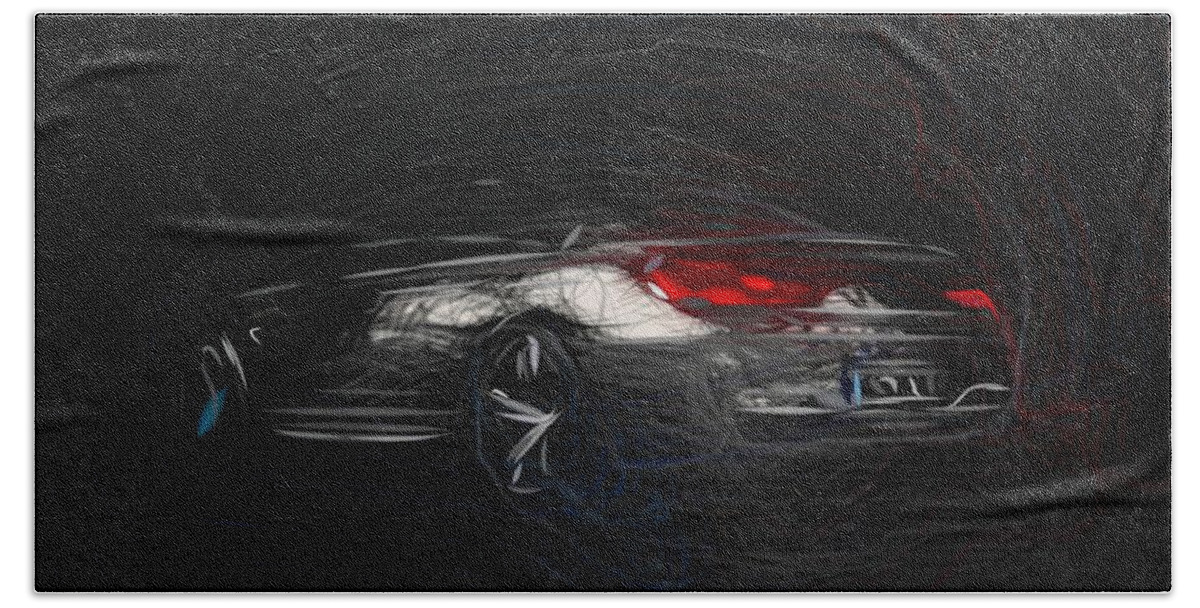 Bmw Bath Towel featuring the digital art BMW M6 Gran Coupe Drawing #4 by CarsToon Concept
