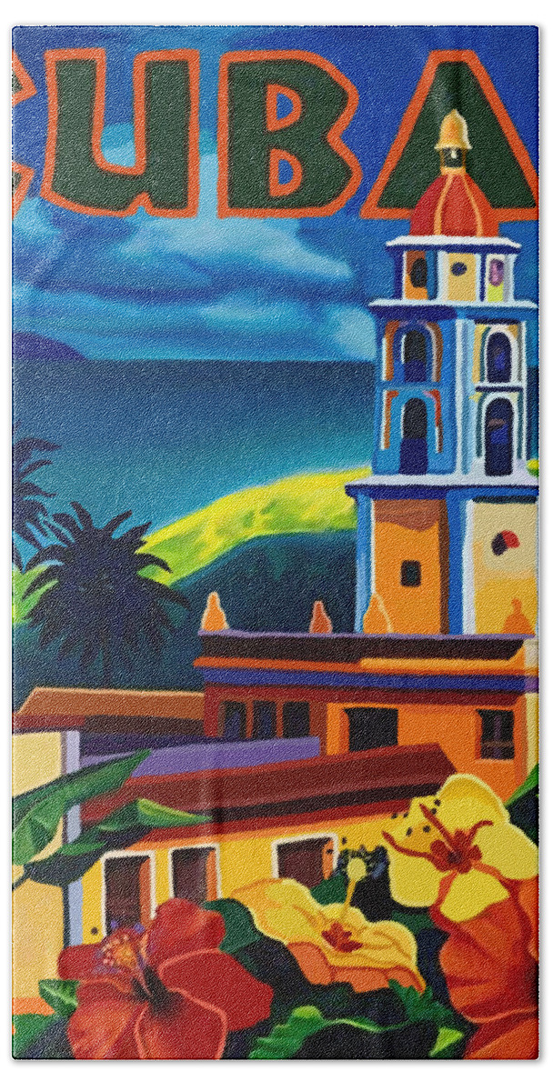 Cuba Hand Towel featuring the painting Cuba #3 by Long Shot