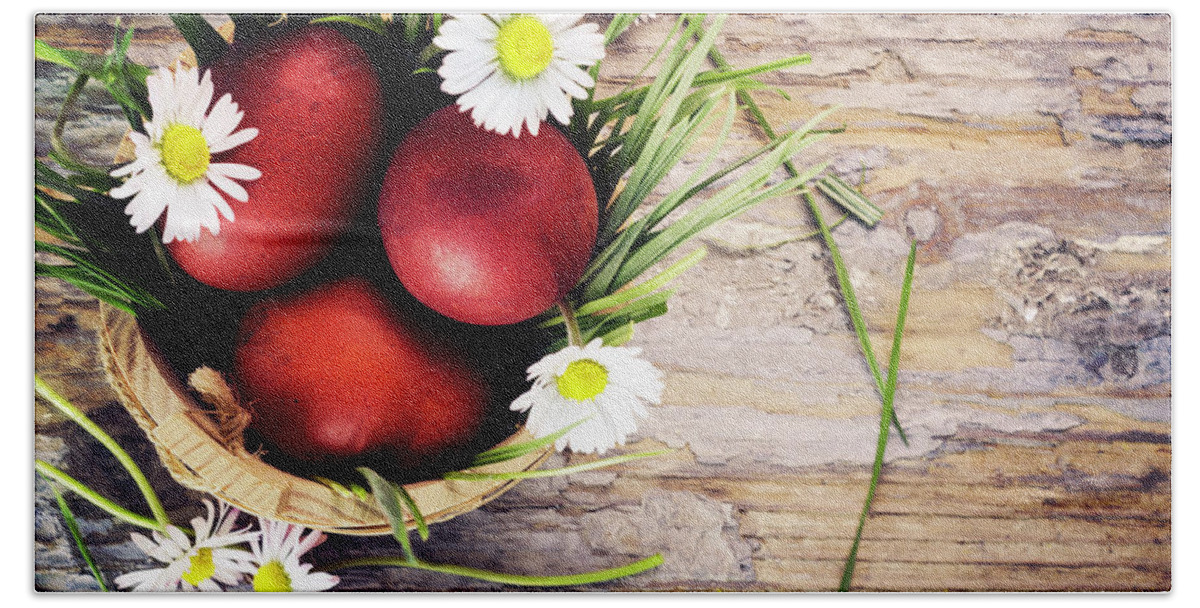 Easter Bath Towel featuring the photograph Easter Eggs #3 by Jelena Jovanovic